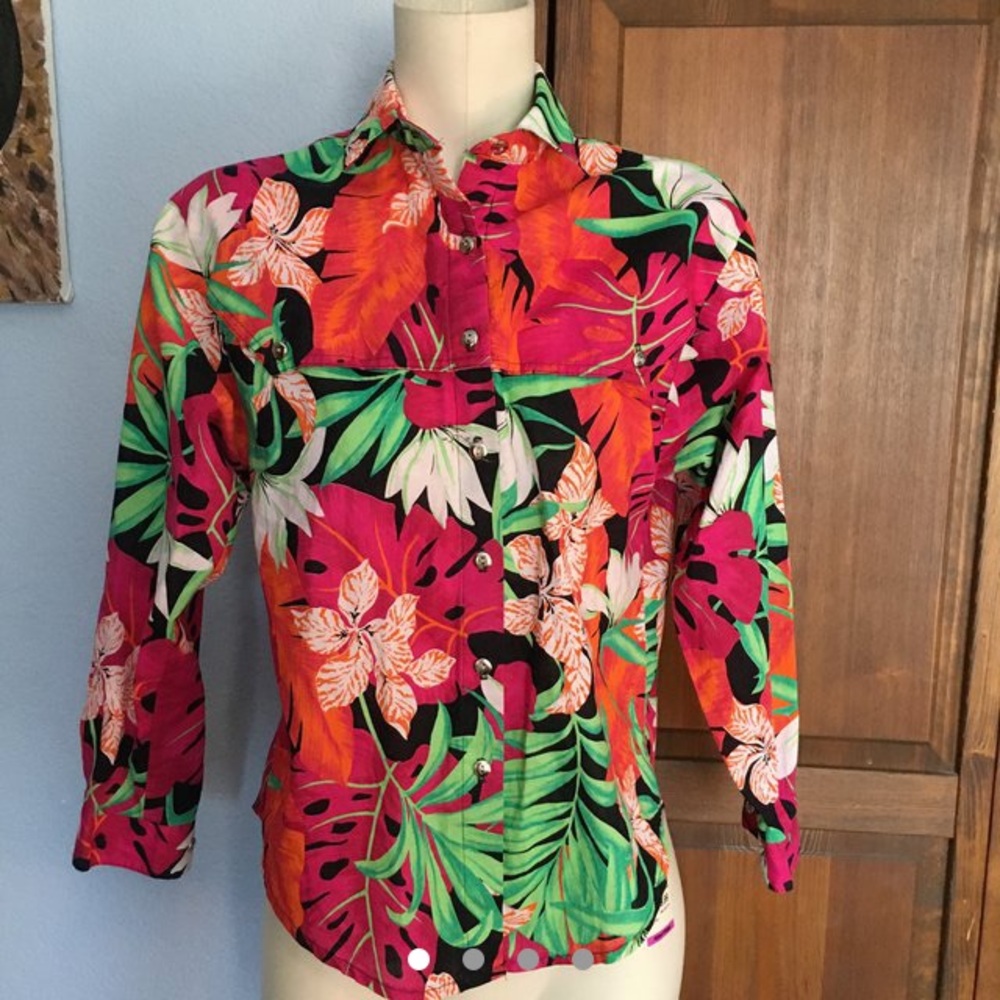 Tropical Floral Button Up Western Shirt